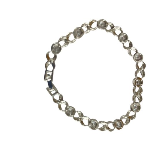 Elegant Silver & Crystal Infinity Rhinestone Bracelet With Secure Clasp - Picture 2 of 7